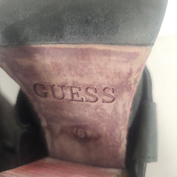 Guess By Marciano Black Floral Zip Up Ankle  Cowgirl Boots Pointed Toe 8 - Picture 7 of 10